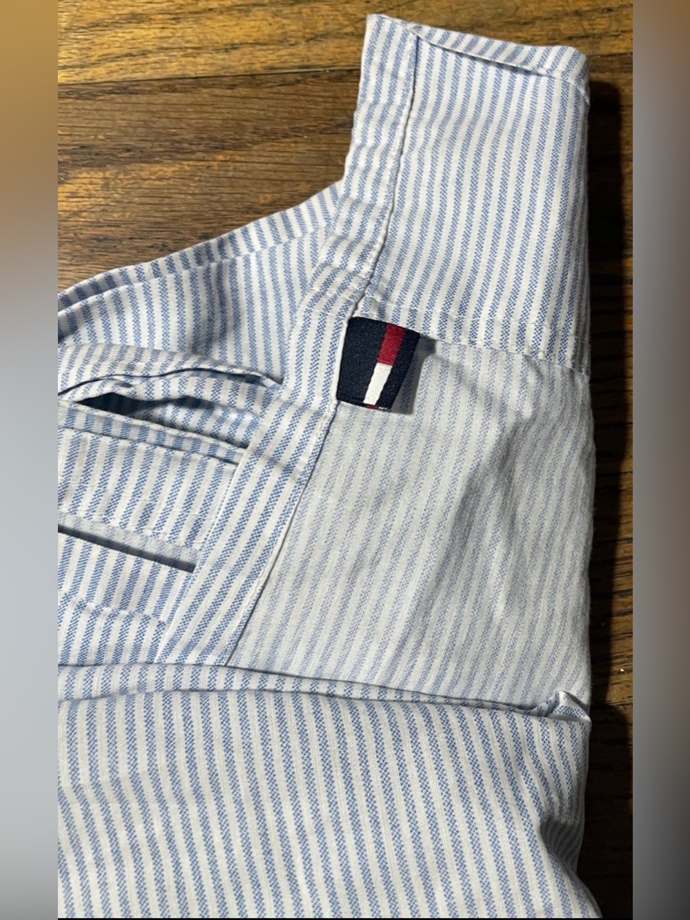 Tommy Hilfiger King Flat Sheet Striped White & Light Blue - Picture 3 of 4